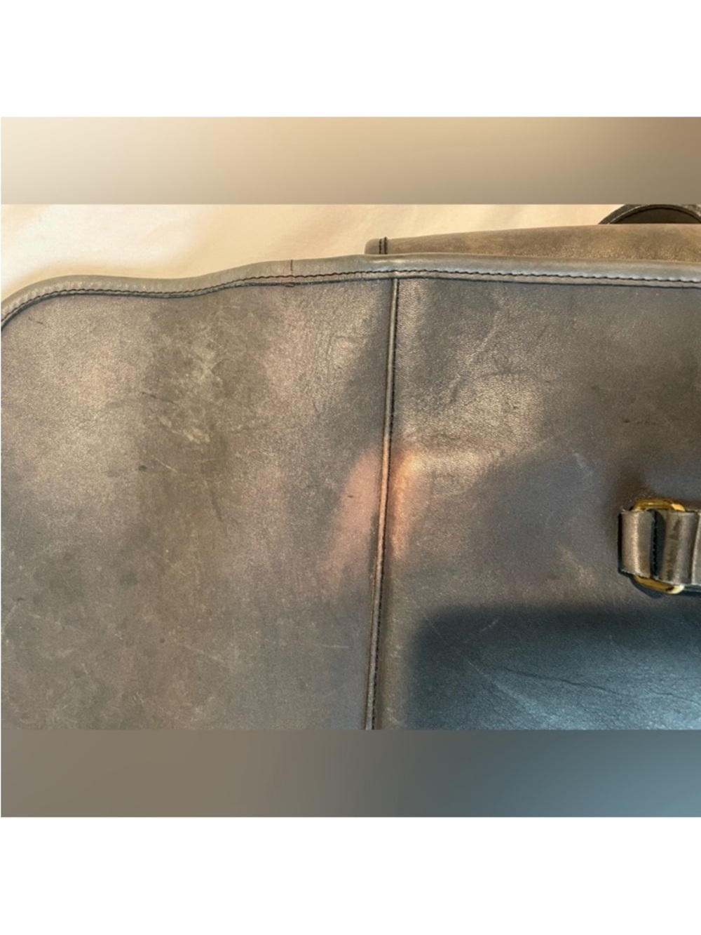 Grey Leather  Coach Satchel - Picture 5 of 11